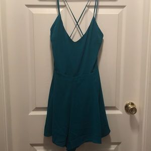 NWT express teal romper with tie back